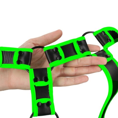 Body Harness - Glow in the Dark - Neon Green/Black - L/XL Ouch!