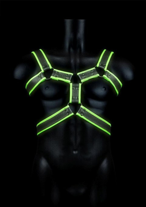 Body Harness - Glow in the Dark - Neon Green/Black - S/M Ouch!