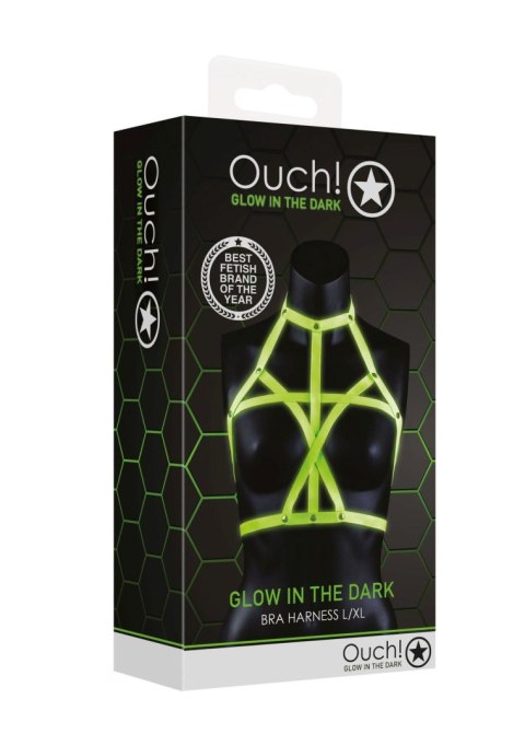 Bra Harness - Glow in the Dark - Neon Green/Black - L/XL Ouch!