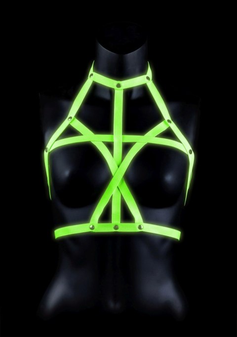 Bra Harness - Glow in the Dark - Neon Green/Black - S/M Ouch!