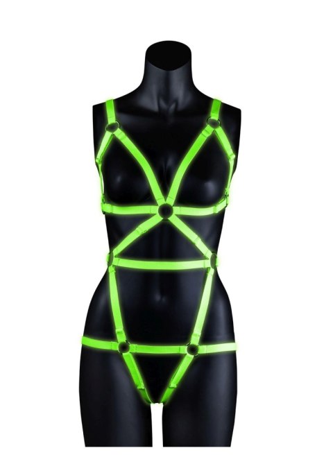 Full Body Harness - GitD - Neon Green/Black - L/XL Ouch!