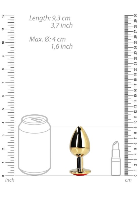 Metalowy złoty korek analny z kryształkiem w kształcie serca Large - Ouch!