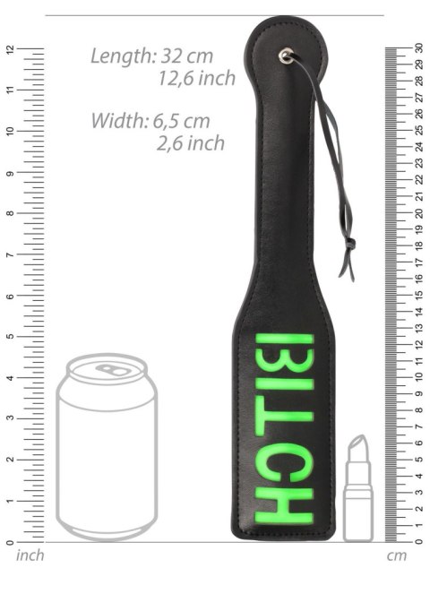 'Bitch'' Paddle - Glow in the Dark - Black/Neon Green Ouch!