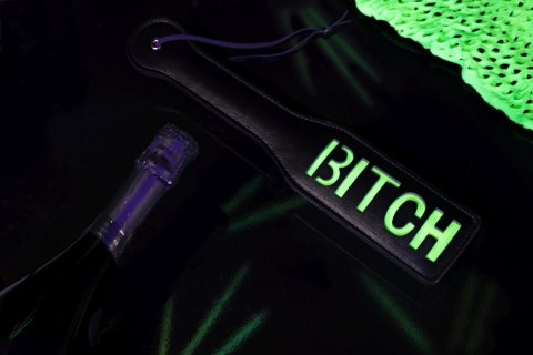 'Bitch'' Paddle - Glow in the Dark - Black/Neon Green Ouch!