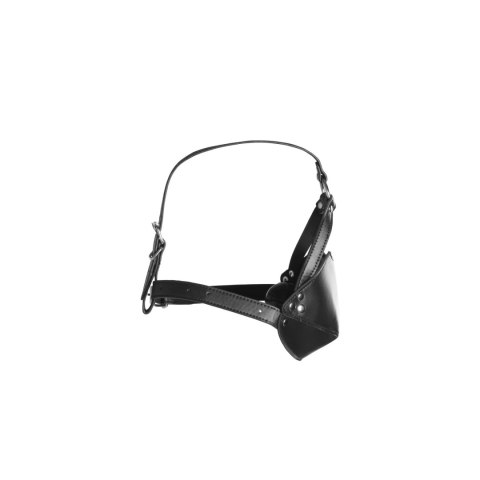 Head Harness with Mouth Cover and Breathable Ball Gag - Black Ouch!