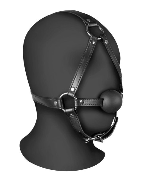 Head Harness with Solid Ball Gag - Black Ouch!