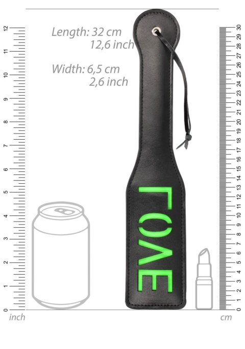 'Love'' Paddle - Glow in the Dark - Black/Neon Green Ouch!