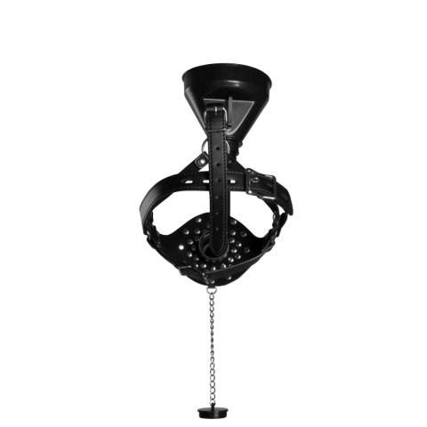 Open Mouth Gag Head Harness with Funnel - Black Ouch!