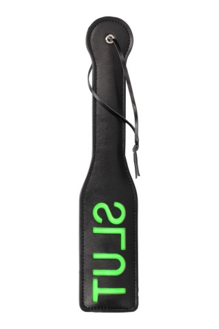 'Slut'' Paddle - Glow in the Dark - Black/Neon Green Ouch!