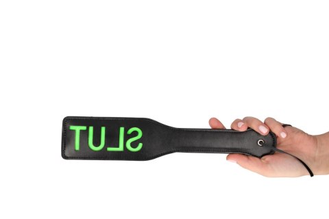 'Slut'' Paddle - Glow in the Dark - Black/Neon Green Ouch!