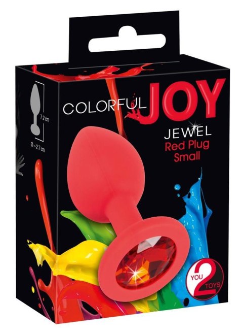 Czerwony korek analny z kryształkiem - Colorful Joy