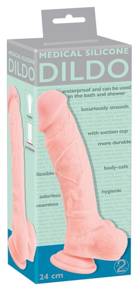 Dildo realistyczne 24 cm z przyssawką – silikon medyczny, elastyczne