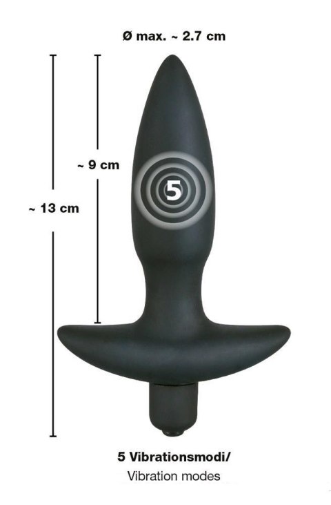 Black Velvets Vibrating Plug S wibrujący korek analny 13 cm czarny