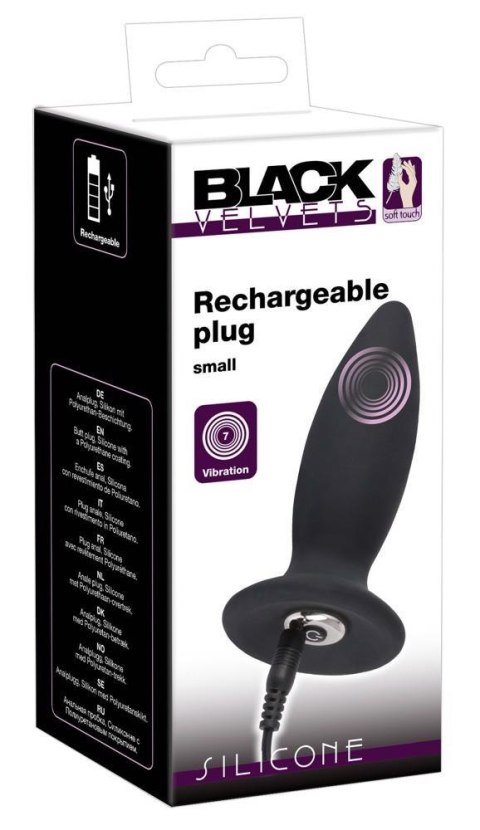 Black Velvets Rechargeable Plug S wibrujący korek analny 11 cm czarny