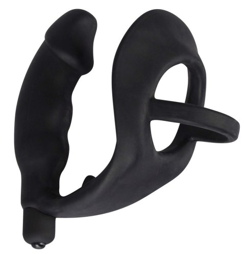 Black Velvets Silicone Ring and vibro plug masażer prostaty z pierścieniem erekcyjnym czarny