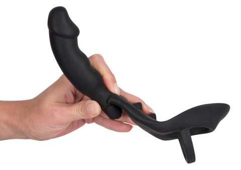 Black Velvets Silicone Ring and vibro plug masażer prostaty z pierścieniem erekcyjnym czarny