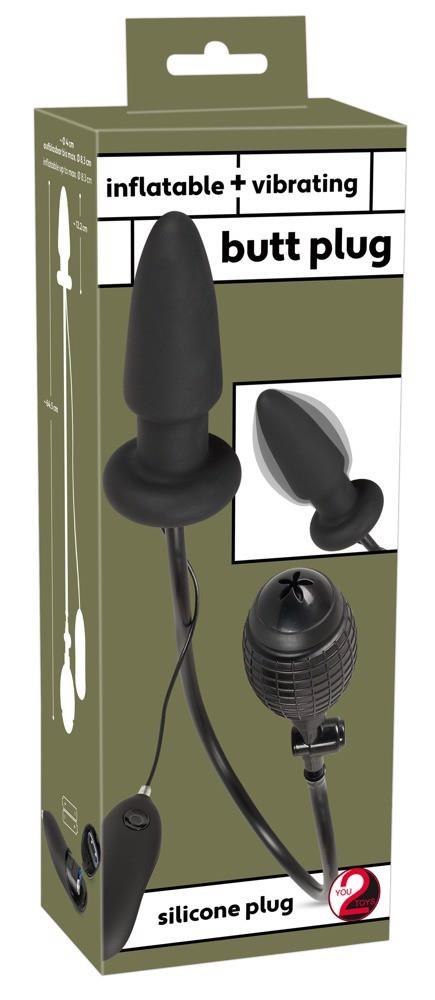 You2Toys Inflatable Vibrating Butt Plug wibrujący korek analny nadmuchiwany 12,2 cm czarny