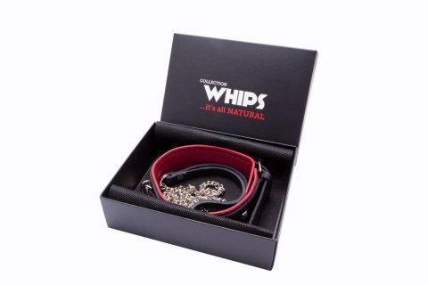 Wiązania-WHIPS obroża damska z ćwiekami i smyczą Whips Collections