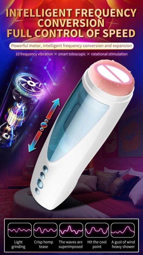 Masturbator-Vibrating, Rotating and Flashing Masturbation USB 10+10 Function / Talk Mode B - Series Fox