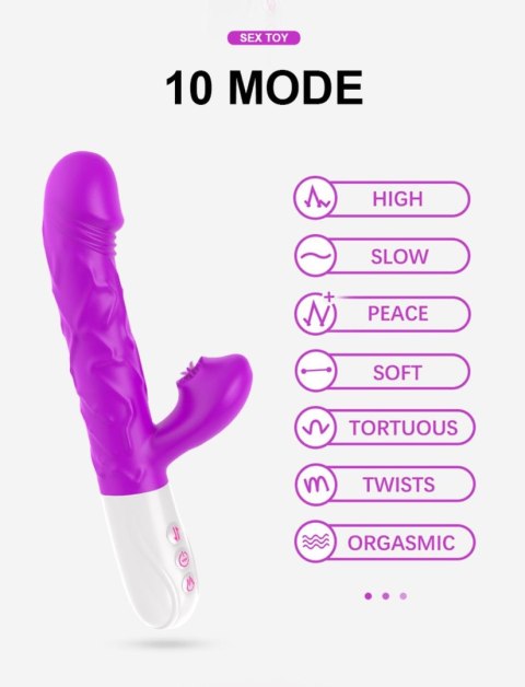 Wibrator- SiliconeTongue Vibrator, USB 10 Function B - Series Fox