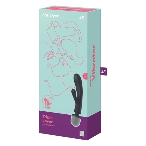 Satisfyer Triple Lover wibrator króliczek + masażer różdżka czarny