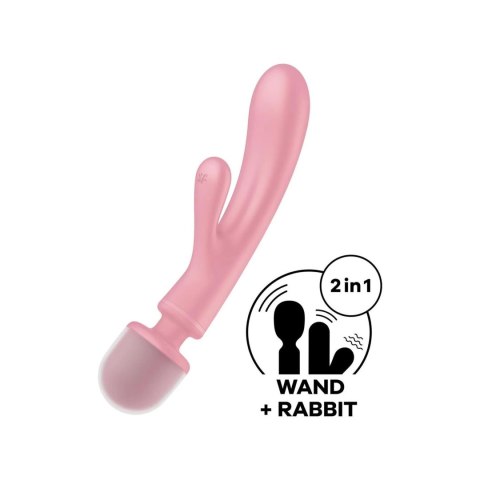 Satisfyer Triple Lover wibrator króliczek + masażer różdżka różowy