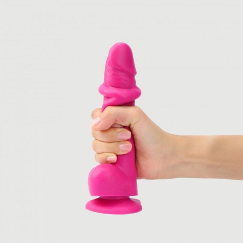 Dildo realistyczne silikonowe 19 cm fuksja – sliding skin, 2 gęstości