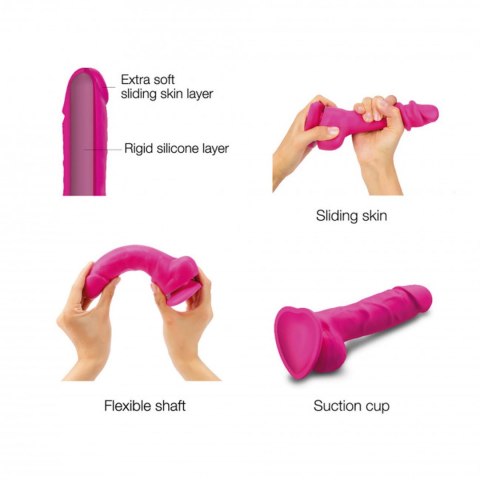 Dildo realistyczne silikonowe 19 cm fuksja – sliding skin, 2 gęstości