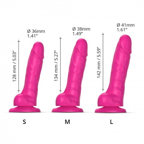 Dildo realistyczne silikonowe 19 cm fuksja – sliding skin, 2 gęstości