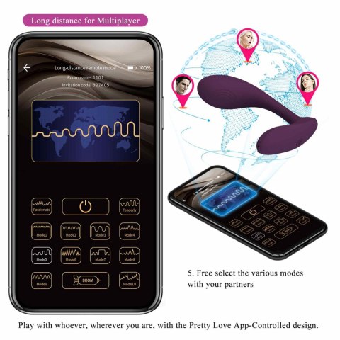 PRETTY LOVE - Baird Purple, 12 vibration functions Mobile APP Long-distance Control Pretty Love