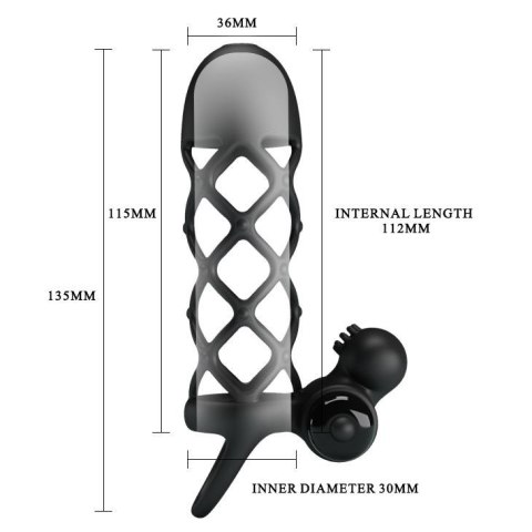 Wibrująca nakładka powiększająca i stymulująca na penisa 11,5 cm - Pretty Love