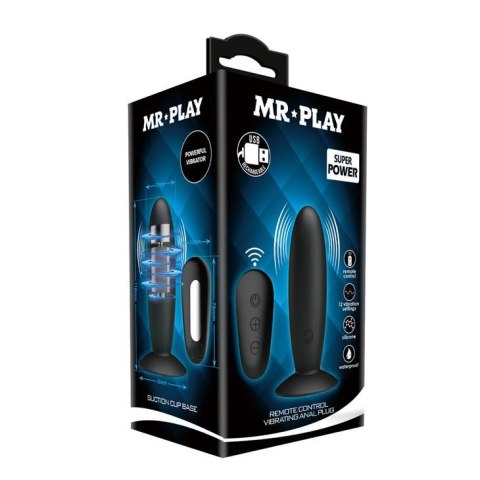 Wibrujący korek analny 13 cm sterowany pilotem czarny - Mr Play