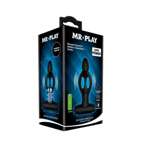 Mr Play Silicon Vibrating wibrujący korek analny 12 cm czarny