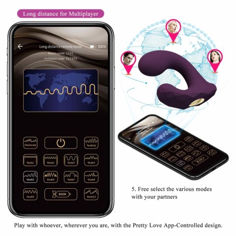 PRETTY LOVE - Billy Purple, 12 vibration functions Mobile APP remote control Pretty Love