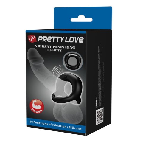 PRETTY LOVE - VIBRANT PENIS RING ELLIOTT Black, 10 vibration functions Pretty Love