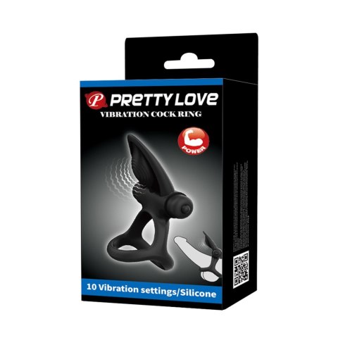 PRETTY LOVE - VIBRATION COCK RING Black, 10 vibration functions Pretty Love