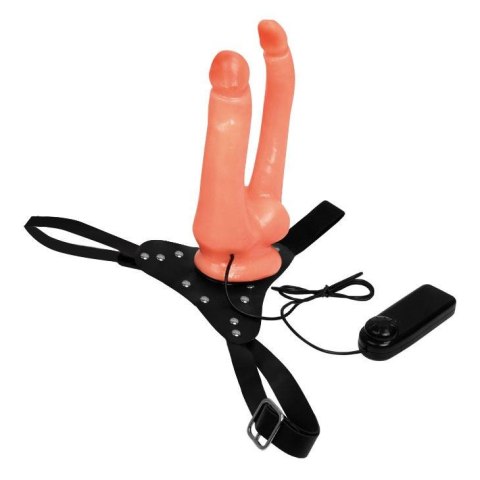 Podwójne dildo strap-on 21 cm wibrujące damskie z uprzężą Jessica - Baile