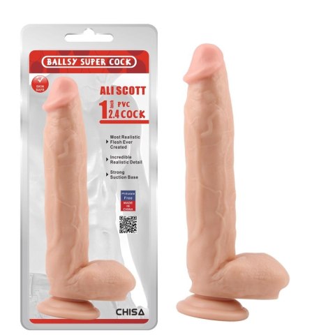 Dildo realistyczne 31,5 cm – przyssawka, jądra, żyłkowanie, PVC