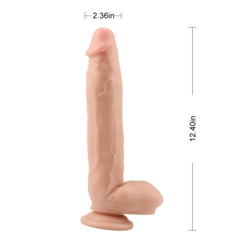 Dildo realistyczne 31,5 cm – przyssawka, jądra, żyłkowanie, PVC