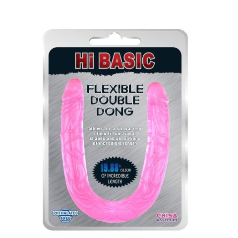 Dwustronne dildo realistyczne 50 cm różowe - HI-Basic