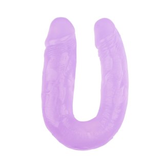 Podwójne dildo 35 cm – elastyczne, realistyczne, PVC, fioletowe