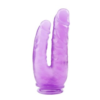 Podwójne dildo 25 cm – elastyczne PVC, mocna przyssawka, fioletowe