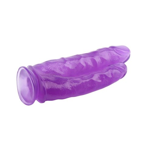 Podwójne dildo 25 cm – elastyczne PVC, mocna przyssawka, fioletowe