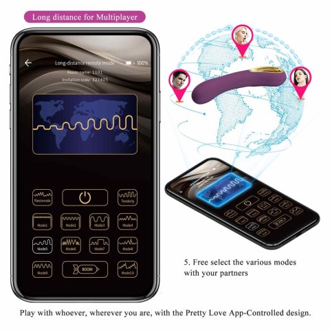 PRETTY LOVE - Ethan purple, 12 vibration functions Mobile APP Long-distance Control Pretty Love