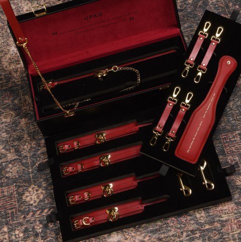 Zestaw czerwonych skórzanych akcesoriów Upko Leather Kinky Tools Set Red UPKO