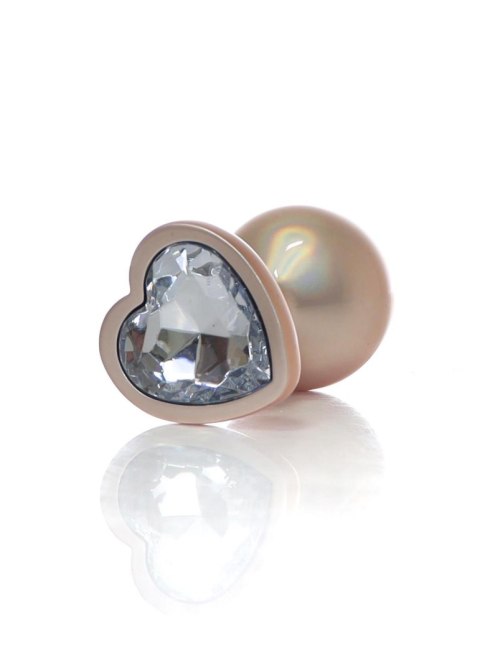 Plug-Jewellery Pearl Gold Heart PLUG- Clear M B - Series HeavyFun