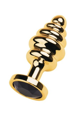 Golden anal plug with black gem Metal by TOYFA
