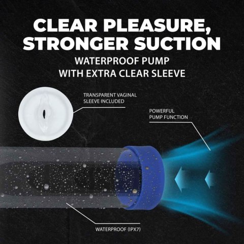 Engage - Automatic Waterproof Penis Pump and Masturbator - Metallic Blue SHOTS