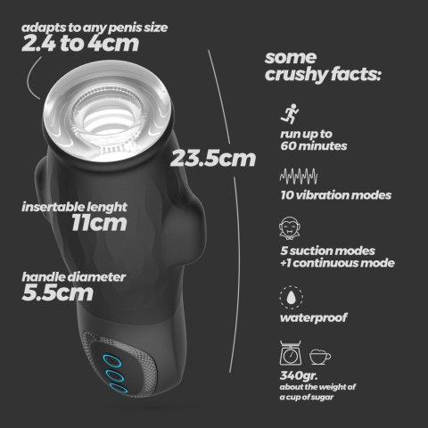 CRUSHIOUS GARGANTUA MASTURBATOR WITH REMOVABLE SLEEVE, SUCTION AND FREE LUBRICANT Crushious - Lunyvan S.L.